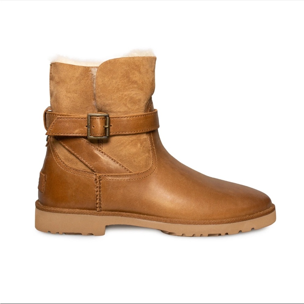 Women's Tan Leather Ankle Boots - Picture 1 of 13